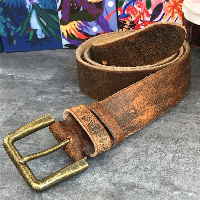 Slidt koskindbælte med messing spænde, Ridgeford vintage stil