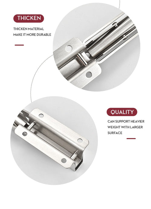 2-piece set collapsible shelf brackets, heavy-duty, made of stainless steel for tables, motorhomes and space-saving