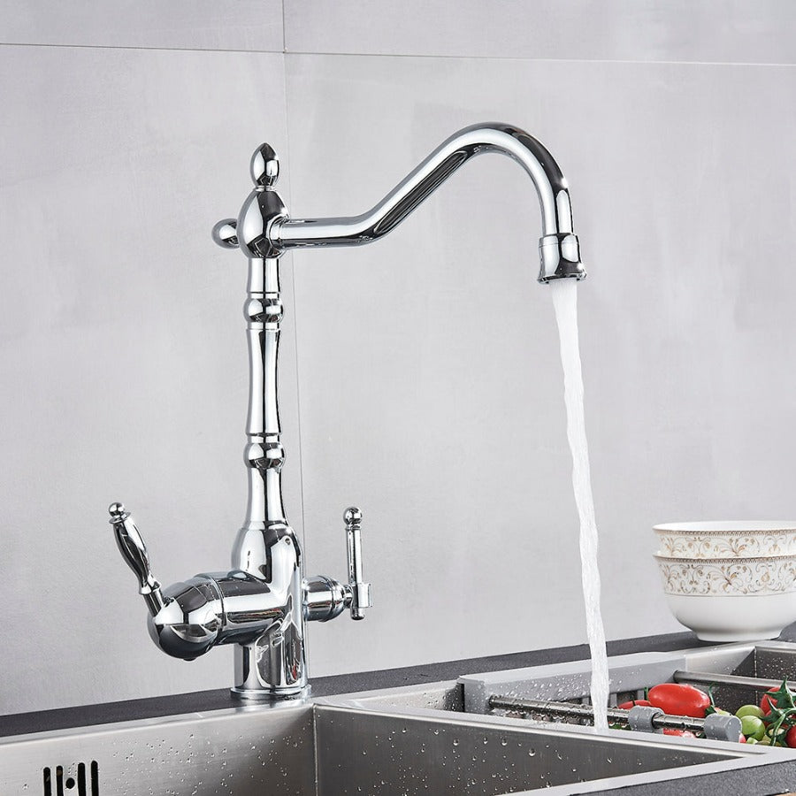 Grifo de cocina giratorio de 360 grados con filtración de agua integrada