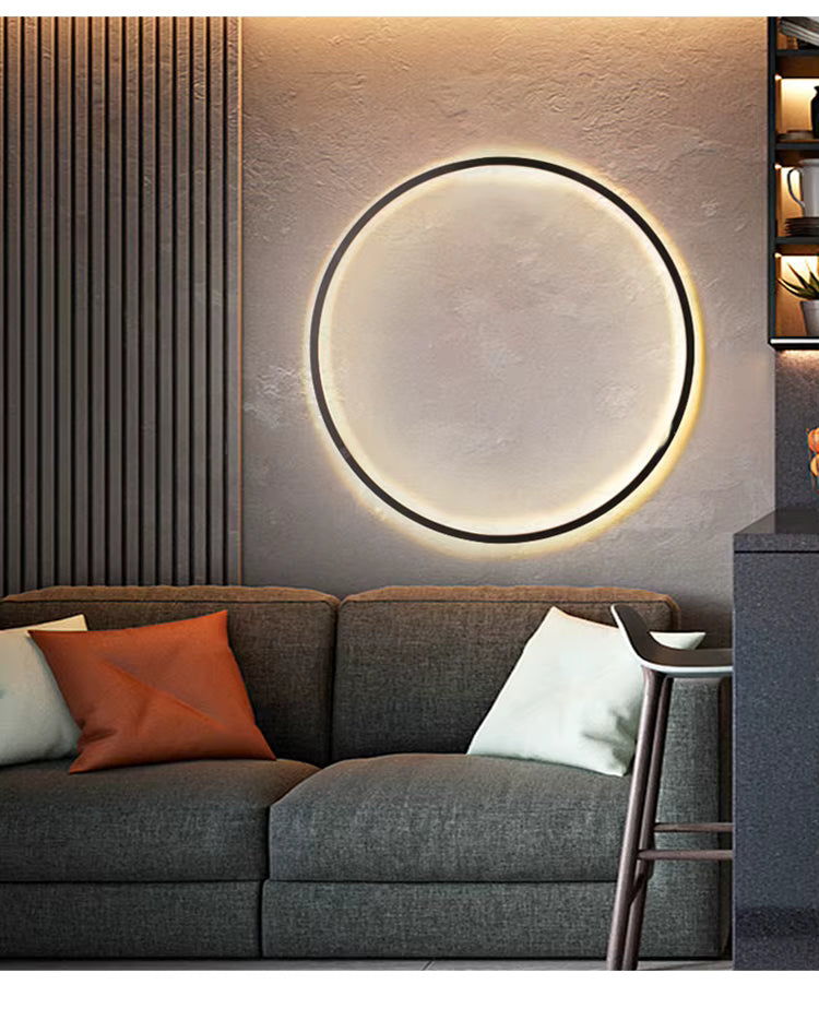 Round LED Wall Light, NovaHalo LumaNova, Black Minimalist Design