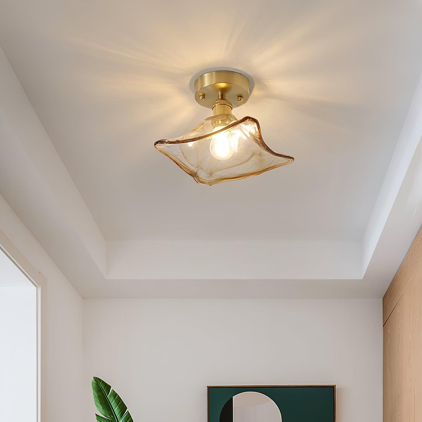 Loftlampe ravfarvet swirl glas | Fioriscas