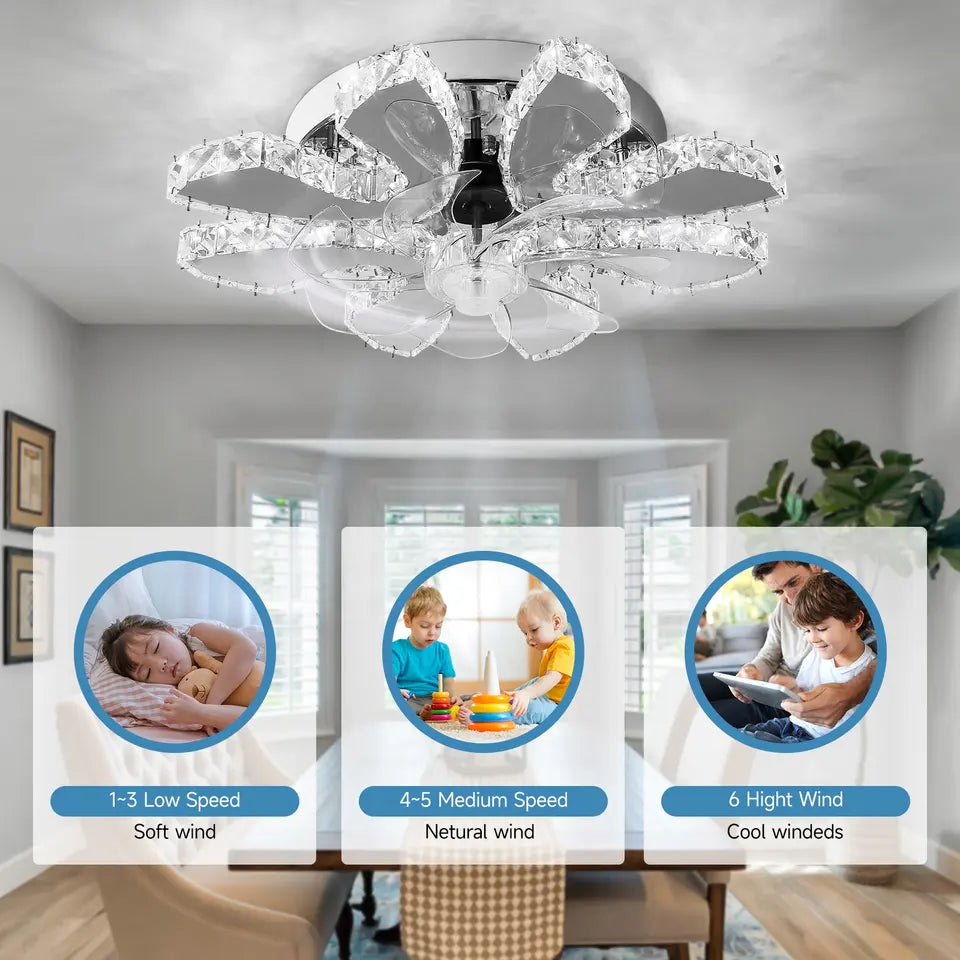 Stropní ventilátor, skládací lopatky a stmívatelné LED světlo, Lunera Smart s 6 rychlostmi