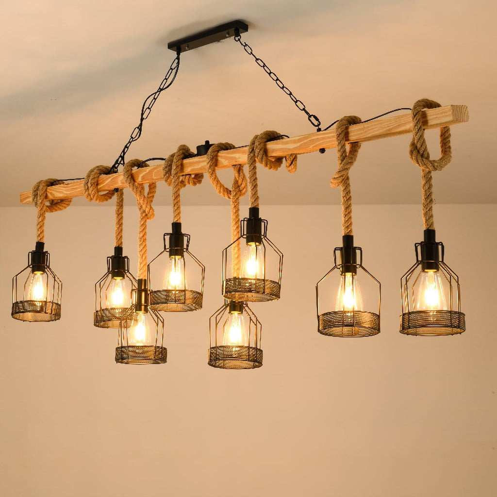 Lampadario industriale Quoro a forma di granata in corda di canapa | Fioriscas