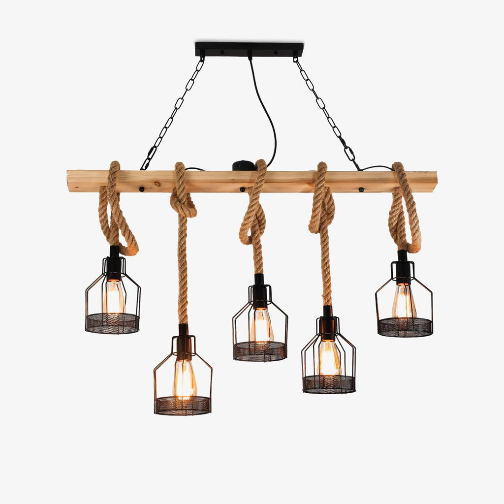 Quoro Hemp Rope Industrial Grenade Chandelier - Neutralighting
