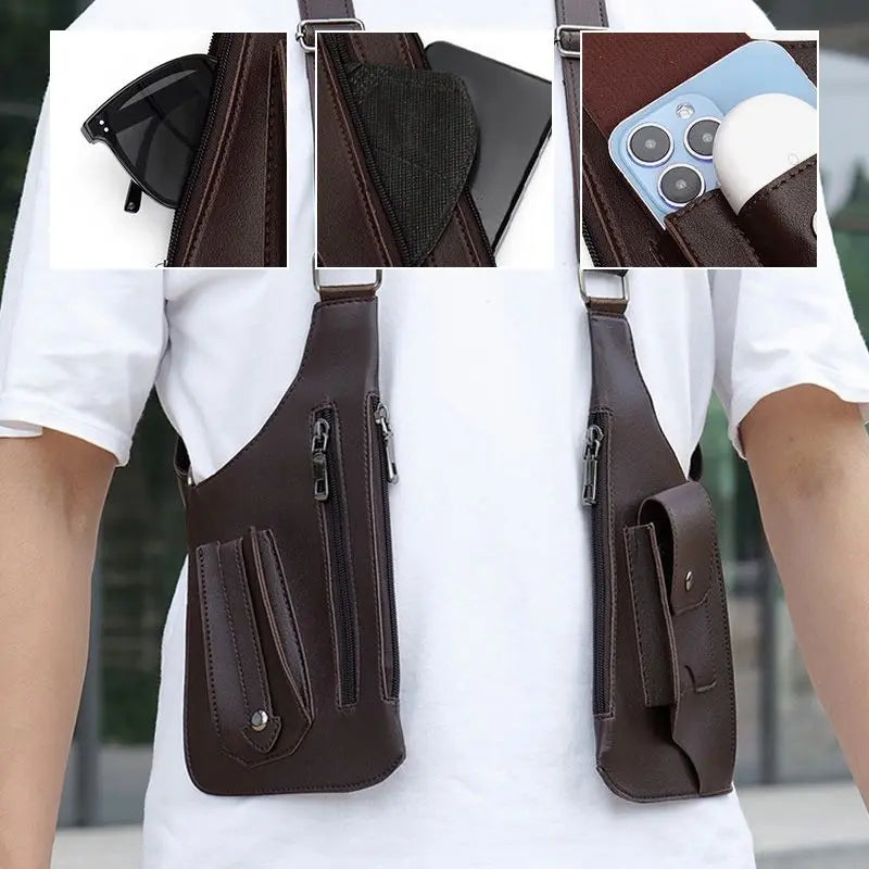 Men's Anti-Theft Shoulder Bag with Multiple Compartments