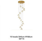 Luminara Crystal Ball Chandelier, Polished Copper Ceiling Light