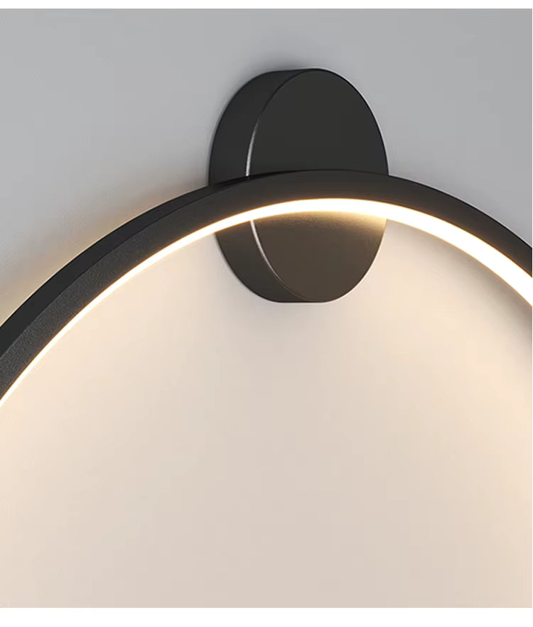 Round LED Wall Light, NovaHalo LumaNova, Black Minimalist Design