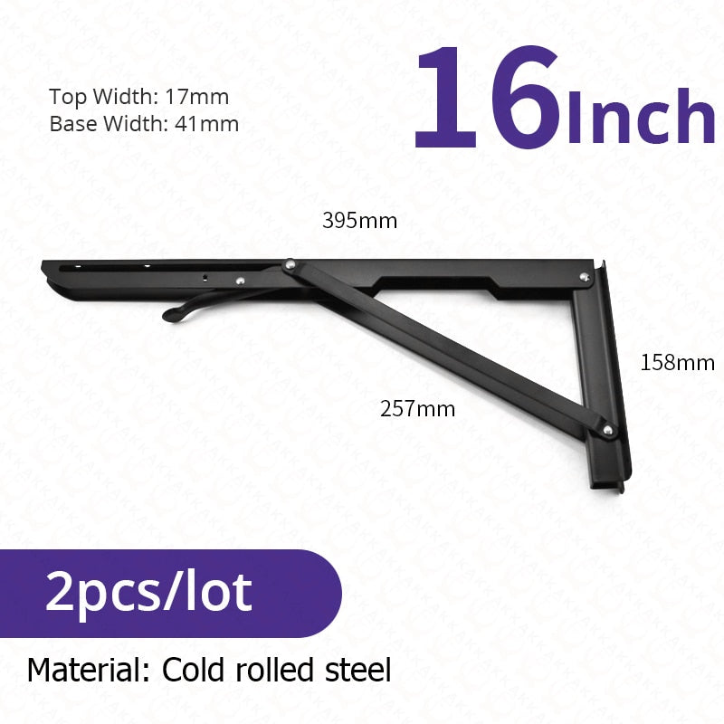 2-piece set collapsible shelf brackets, heavy-duty, made of stainless steel for tables, motorhomes and space-saving