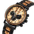 Orologio da uomo in legno TimberLuxe con incisione, resistente all’acqua fino a 3 ATM