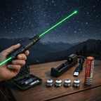 Laserpointer med høj effekt, USB-genopladelig, grøn stråle på 2.000 meter