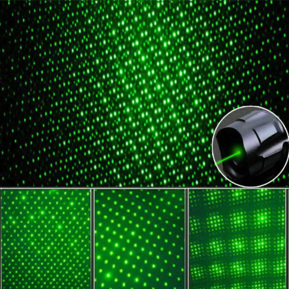 Laserpointer med høj effekt, USB-genopladelig, grøn stråle på 2.000 meter