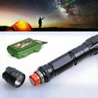 Laserpointer med høj effekt, USB-genopladelig, grøn stråle på 2.000 meter