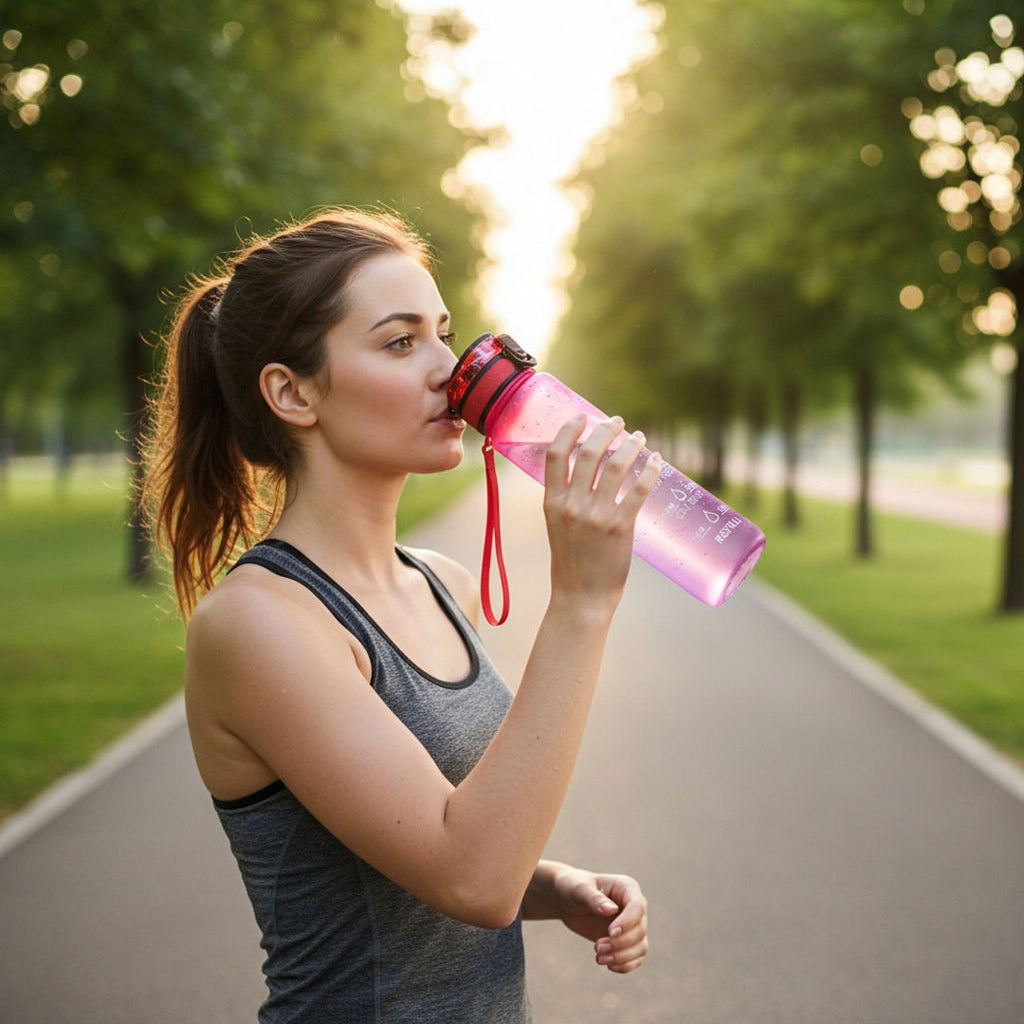 Sticlă sport HydrsalHero cu marcaje orare și pai, capacitate de 1 litru pentru hidratare | Fioriscas