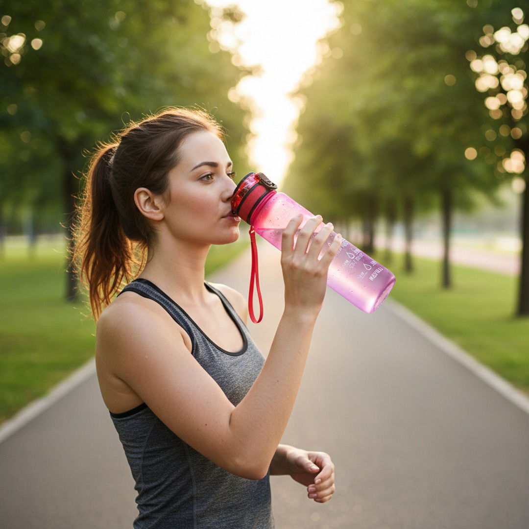 Sticlă sport HydrsalHero cu marcaje orare și pai, capacitate de 1 litru pentru hidratare | Fioriscas