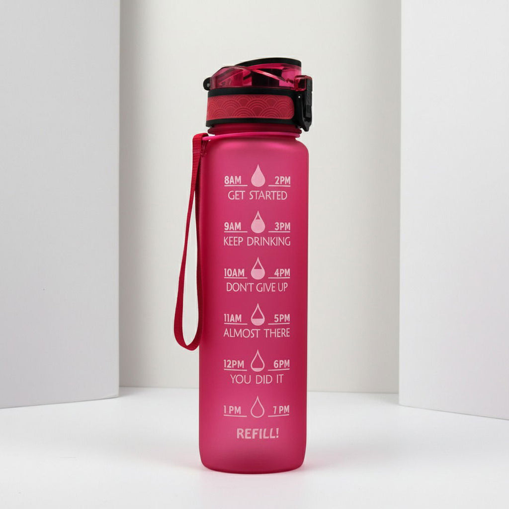 Sticlă sport HydrsalHero cu marcaje orare și pai, capacitate de 1 litru pentru hidratare | Fioriscas