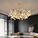 Ceramic Petal Chandelier, LumaPetal Design With Dimmable LED Glow