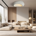 Wabi-Sabi Ceiling Light With Fabric Shade And Nickel Finish