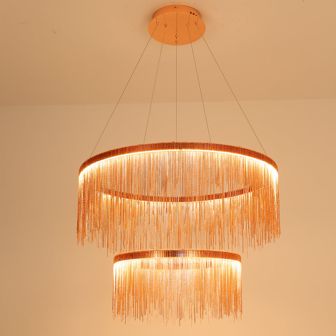Arisha kvastkæde art deco pendellampe sølv/guld stue/gang | Fioriscas