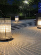 Marinell Ribbed-Glass Outdoor Lantern, Solar Or Electric, Waterproof