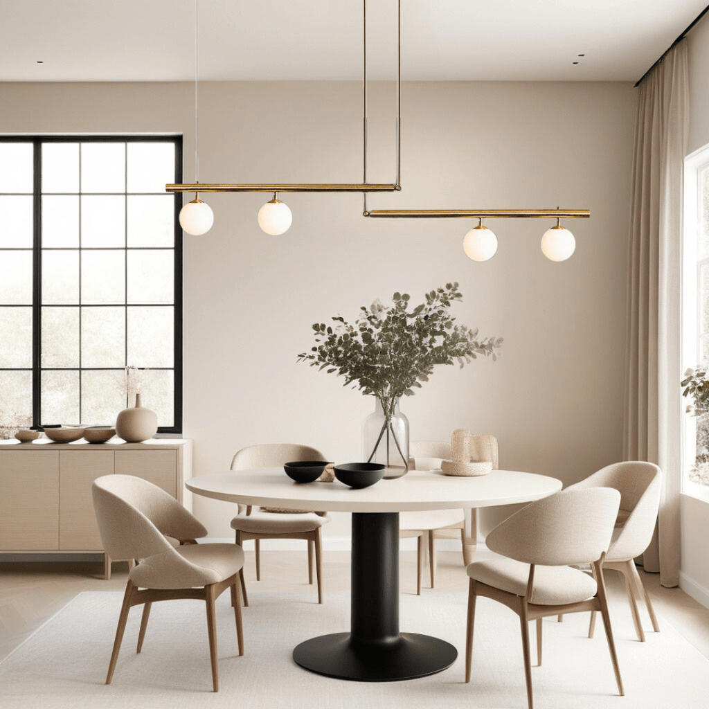 Harwell Frosted-Globe Pendant Light, Brass & Black, 3 Or 4 Heads