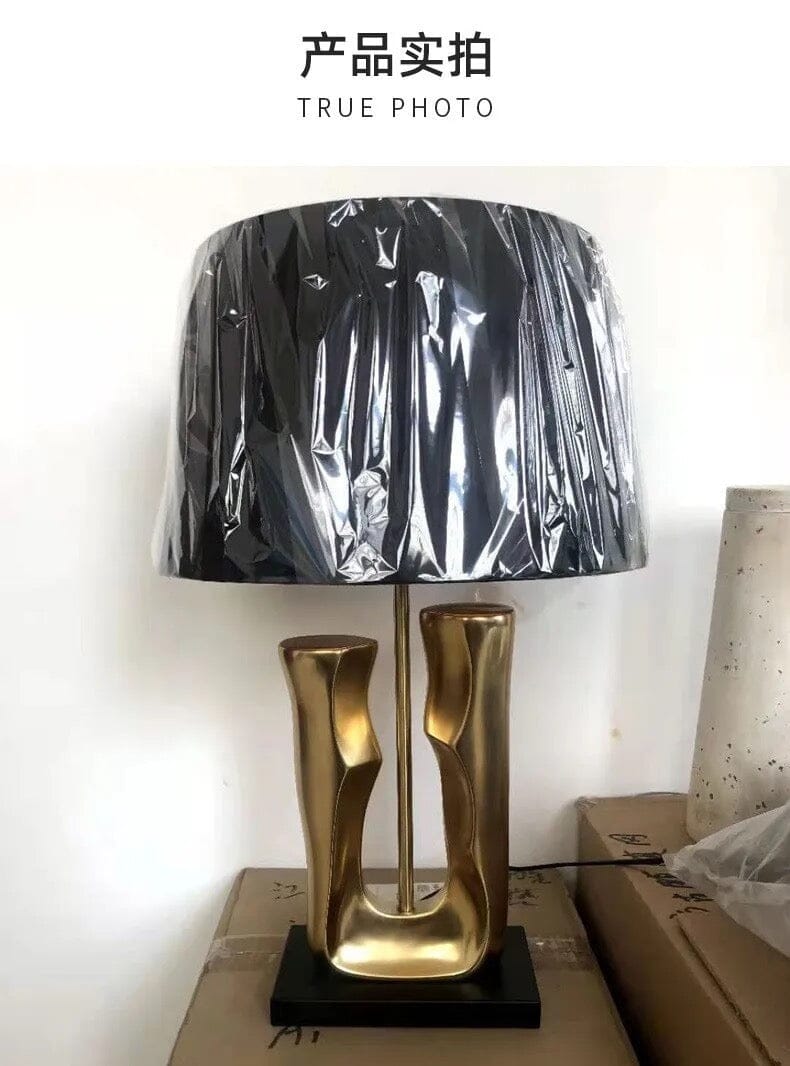 Trunk-Shaped Table Lamp, Gold Art Deco Nordic Accent Light