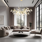 Ceramic Petal Chandelier, LumaPetal Design With Dimmable LED Glow