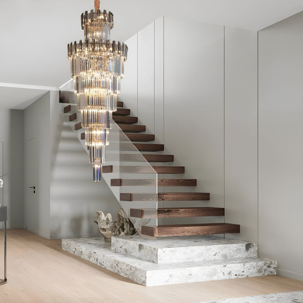 Bellamy French Empire Crystal Chandelier, Polished Chrome Finish