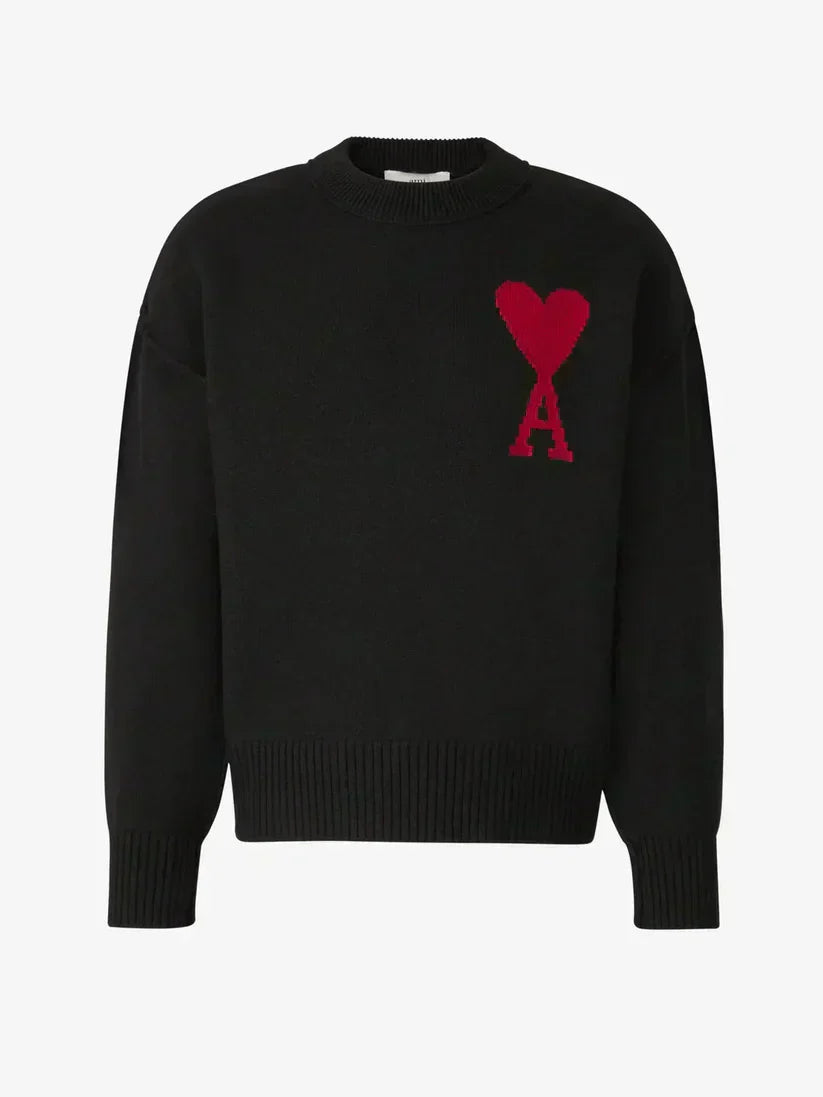 Unisex svetr ze 100% vlny s vyšitým emblémem srdce