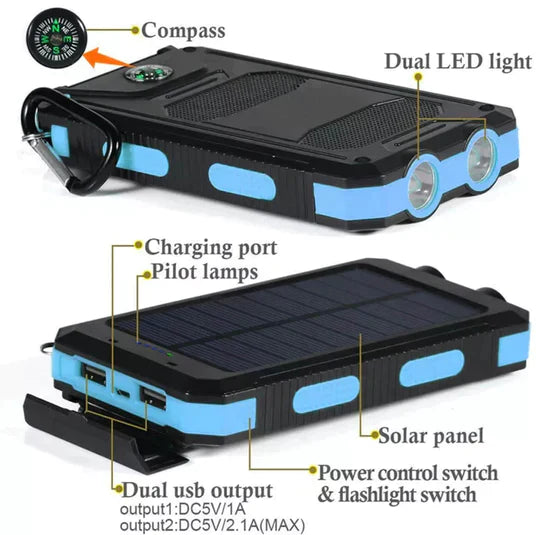 LyraCharge Waterproof Solar Power Bank, 30000mAh, IP67 Rated