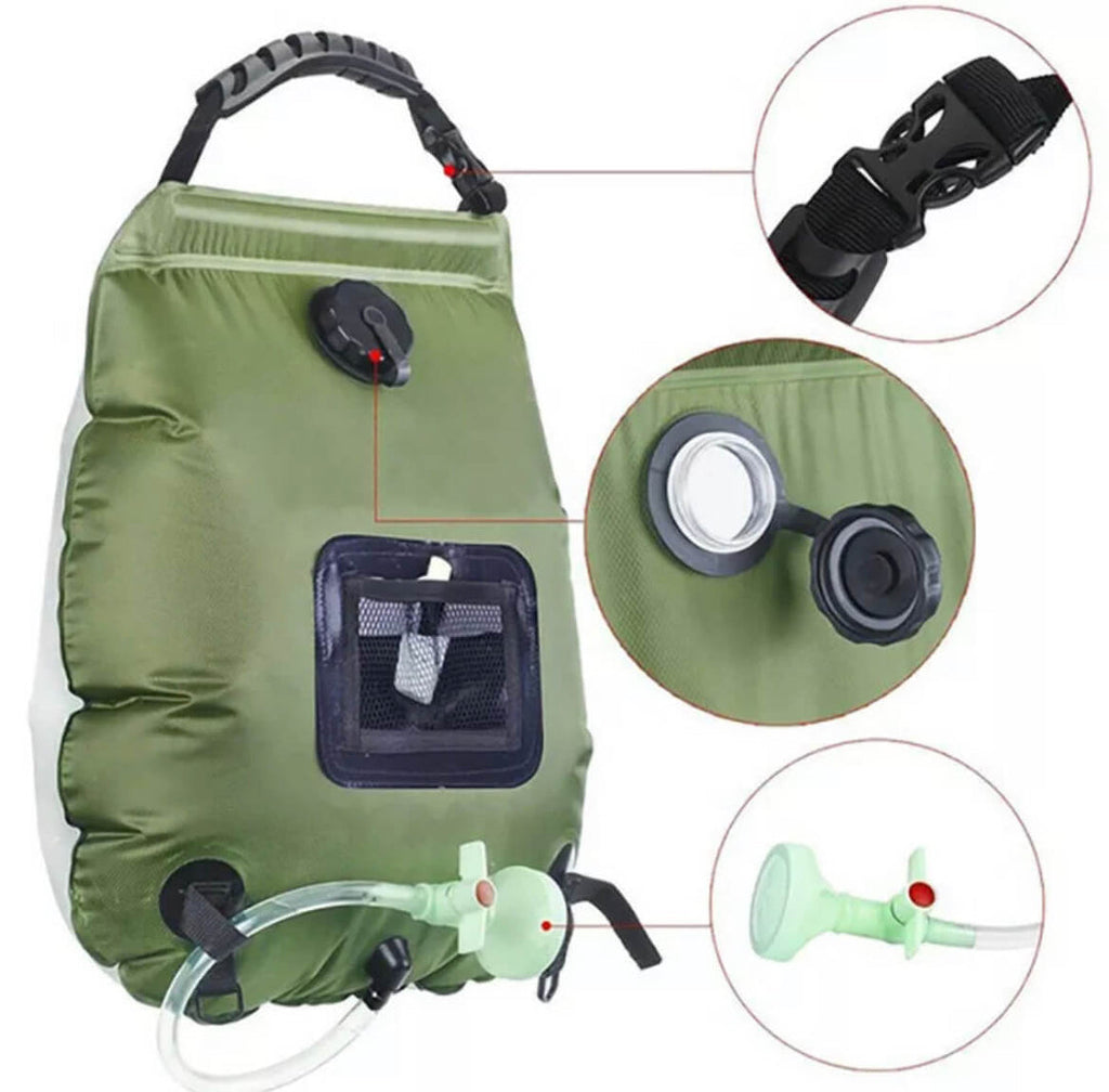 Solar Backpackers Shower Bag With Removable Hose And Hot On Off Switch | Fioriscas
