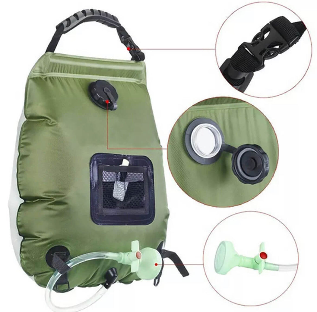 Solar Backpackers Shower Bag With Removable Hose And Hot On Off Switch | Fioriscas