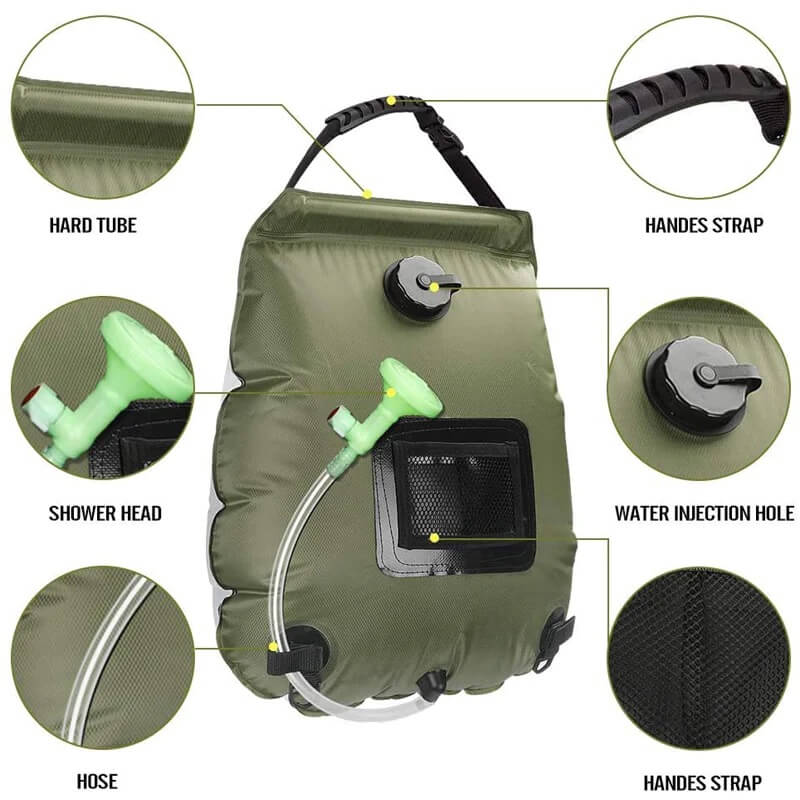 Solar Backpackers Shower Bag With Removable Hose And Hot On Off Switch | Fioriscas