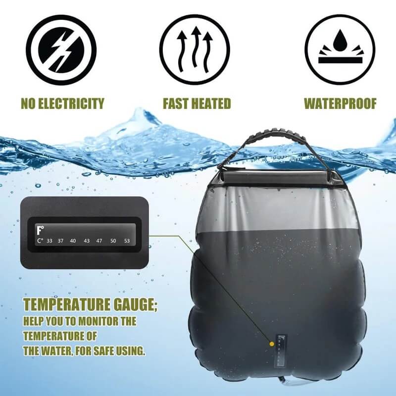 Solar Backpackers Shower Bag With Removable Hose And Hot On Off Switch | Fioriscas
