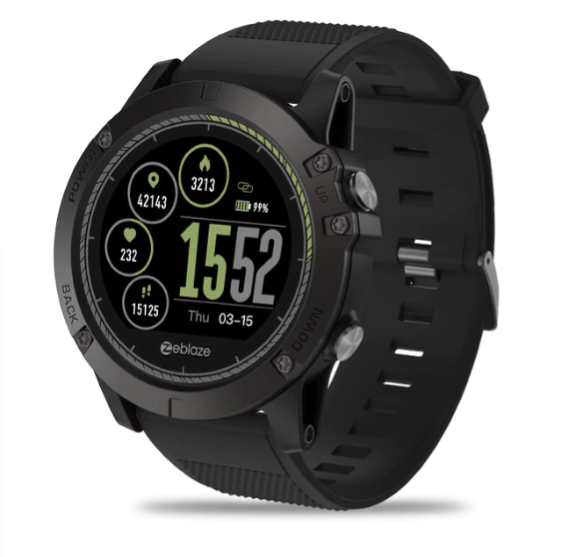 RidgeTech robust udendørs-smartwatch, vand- og støvafvisende, pulsmåling