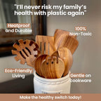 9-Piece Natural Teak Cooking Utensil Set | Fioriscas