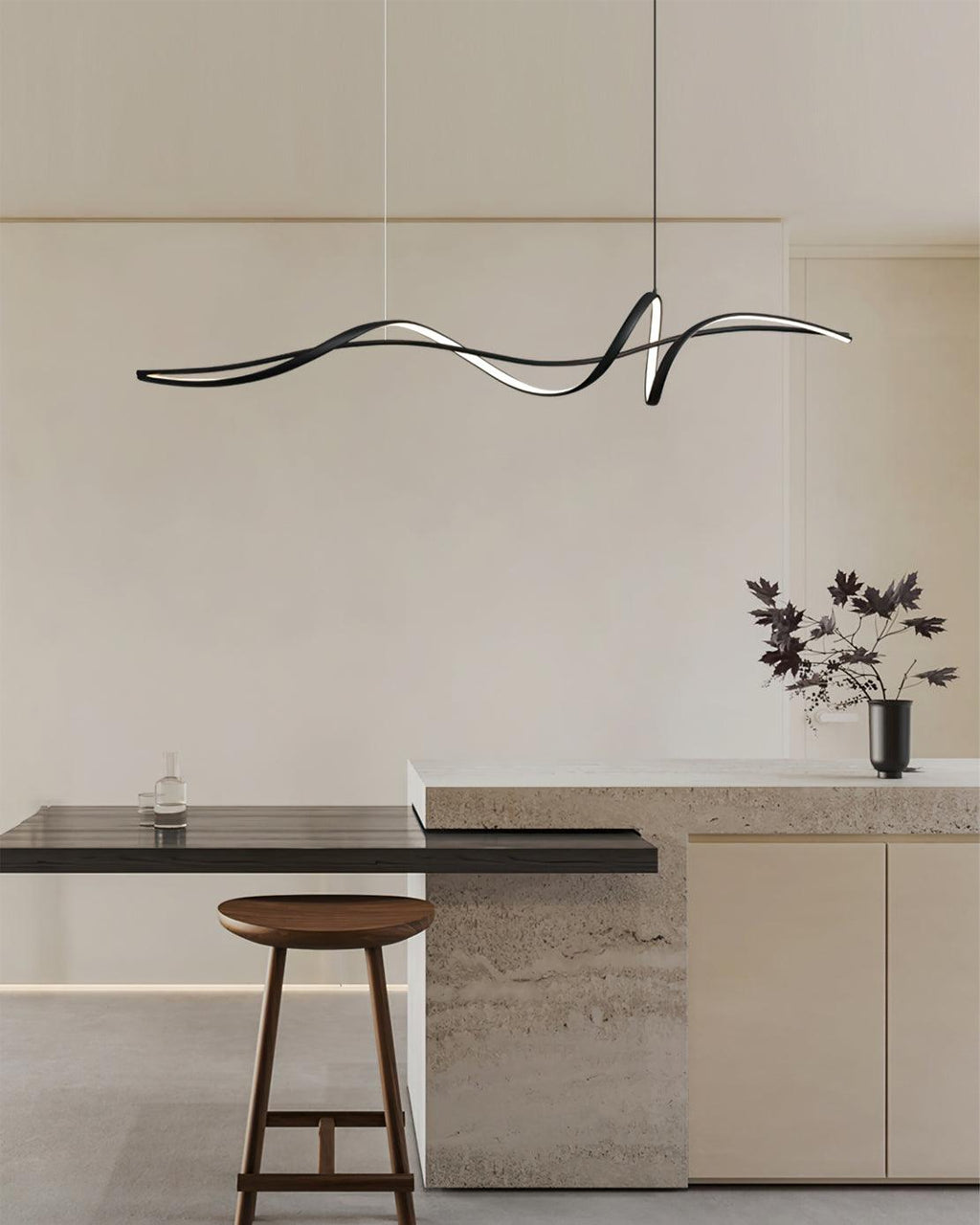 Suspension LED noire moderne Aveline | Fioriscas