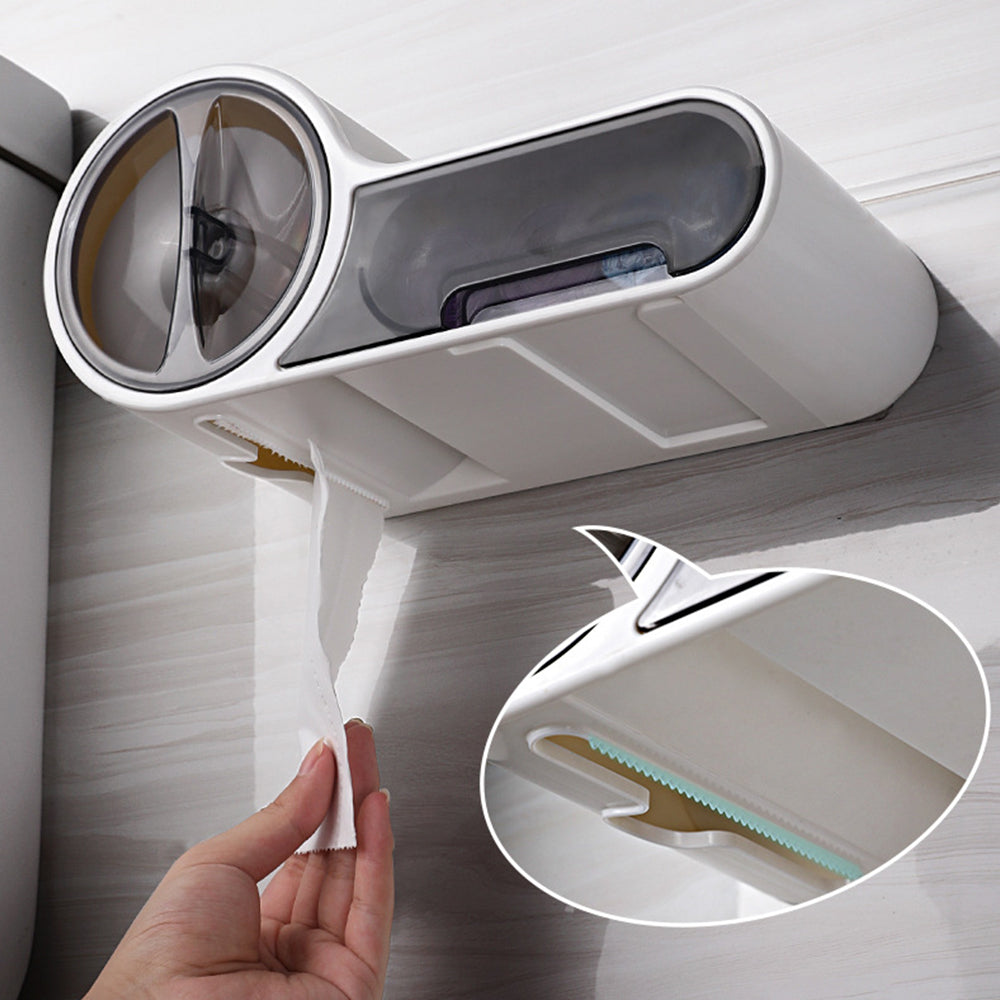 Wasserdichter Toilettenpapierhalter mit zusätzlichem Stauraum für kleine Badezimmer | Fioriscas
