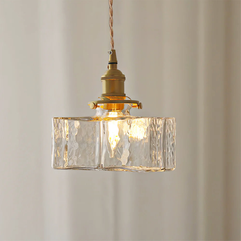 Ovely vintage glas messing hamret pendellampe | Fioriscas