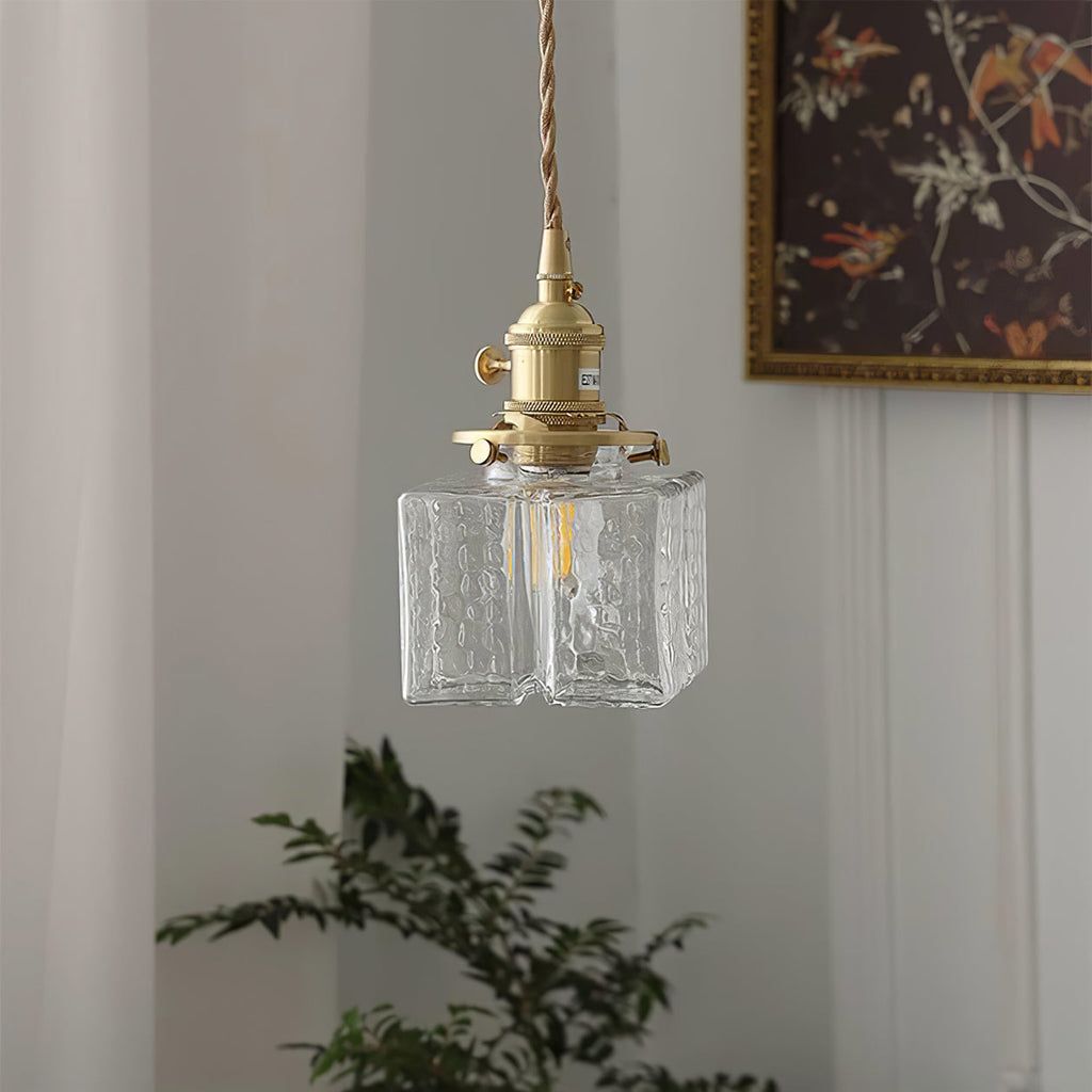 Ovely vintage glas messing hamret pendellampe | Fioriscas
