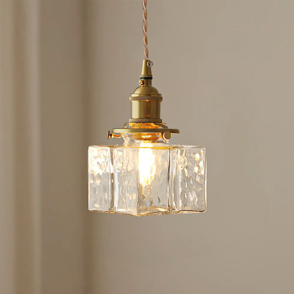 Ovely vintage glas messing hamret pendellampe | Fioriscas