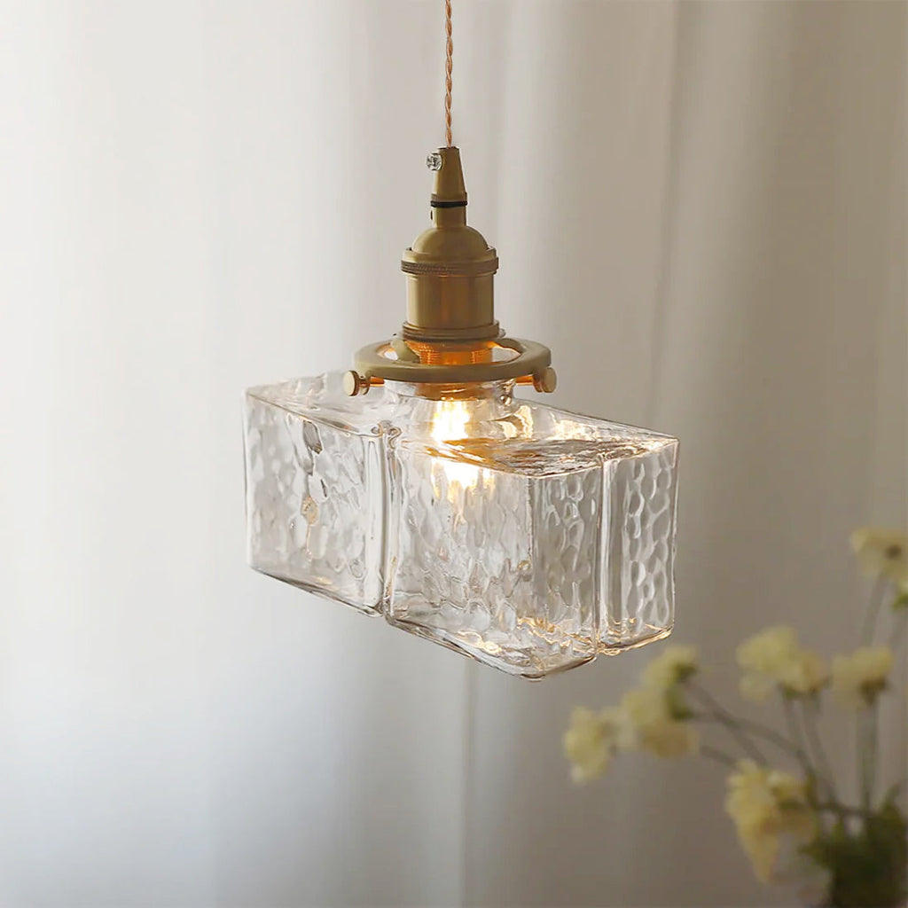Ovely vintage glas messing hamret pendellampe | Fioriscas