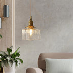 Ovely vintage glas messing hamret pendellampe | Fioriscas