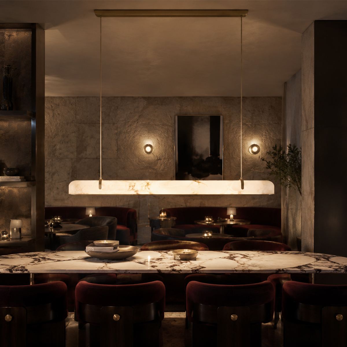 Astra Copper Alabaster Chandelier for Modern Dining Rooms and Kitchen Islands