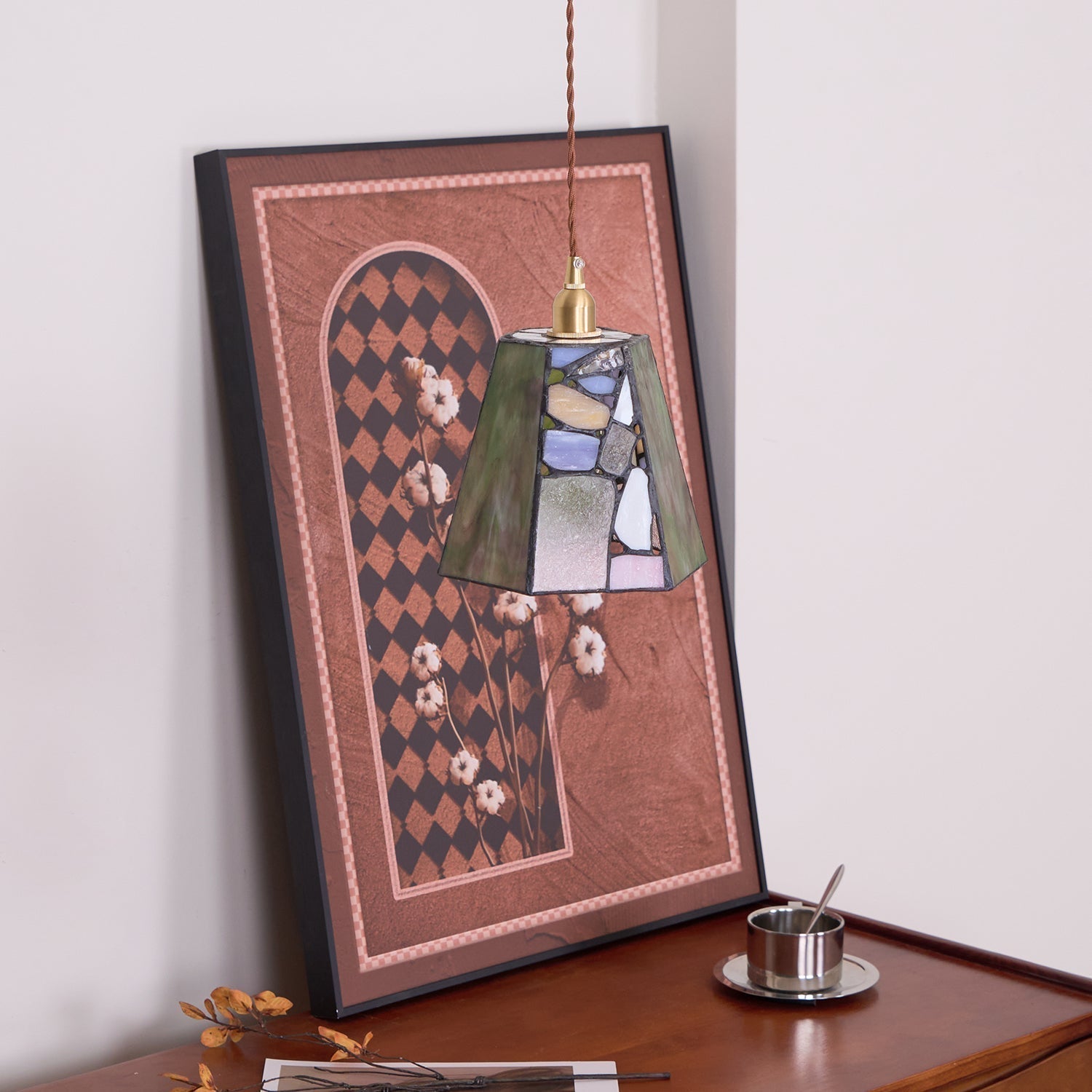 Mavine Tiffany-stil blyindfattede glas pendellampe | Fioriscas