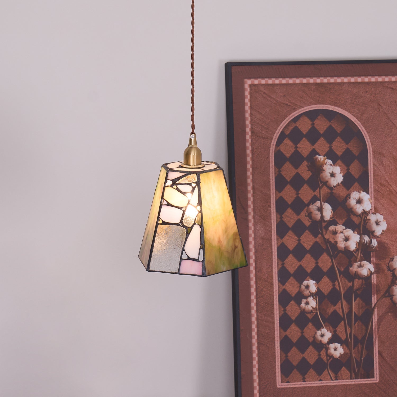 Mavine Tiffany-stil blyindfattede glas pendellampe | Fioriscas
