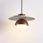Lampada a sospensione Ritta con globo in vetro e travertino | Fioriscas