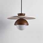 Lampada a sospensione Ritta con globo in vetro e travertino | Fioriscas