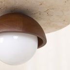 Lampada a sospensione Ritta con globo in vetro e travertino | Fioriscas