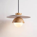 Lampada a sospensione Ritta con globo in vetro e travertino | Fioriscas