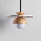 Lampada a sospensione Ritta con globo in vetro e travertino | Fioriscas
